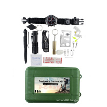 16 In 1 Outdoor Emergency Tools Kit Survival Kit with Survival Watch Bracelet Fishing Survival Tool